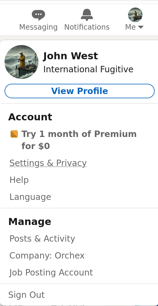 LinkedIn Profile Menu